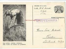 &quot;elää ja kuolla&quot; - sotilaspostikortti kulkenut Kenttäpostia  1941