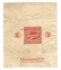 Tjenuski - makeiskääre / Blomqvist&amp;Co  Oy 0li merkittävä makeis- ja suklaatehdas, Lautatarhankatu 4 Helsinki  1919–25