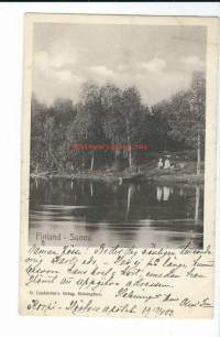 Suomi  - paikkakuntapostikortti  kulkenut 1903