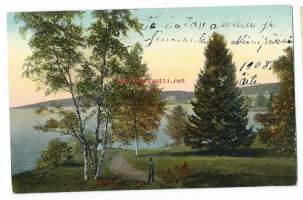 Huopalahti   - paikkakuntapostikortti  kulkenut 1908 nyrkkipostissa