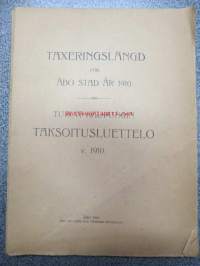 Turun kaupungin taksoitusluettelo v. 1910 - Taxeringslängd för Åbo stad år 1910 -verokalenteri