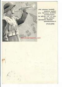 &quot;... heimonsa heräävän vartiosoittoon...&quot; - sotilaspostikortti   kulkenut Kenttäpostia 1942