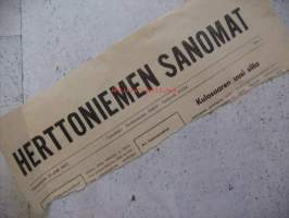 Herttoniemen Sanomat 10.1.1955  , sanomalehden nimiotsikko leike / sanomalehtien ilmoituskeskus
