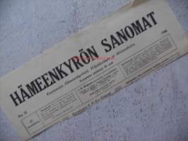 Hämeenkyrön Sanomat 24.12.1948 , sanomalehden nimiotsikko leike / sanomalehtien ilmoituskeskus