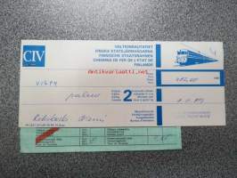 Valtionrautatiet CIV matkaliput 2 kpl Helsinki-Moskova-Helsinki 1989