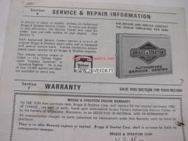 Briggs &amp; Stratton 190700-190707, 191700-191707 operating and maintenance instructions -käyttöohjeet