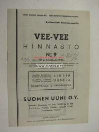 Suomen Uuni Oy Vee-Vee liedet ym. -hinnasto