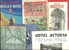 Hotelli  esitteitä Etelä-Eurooppa  1950-luku     - matkailuesite,  kartta n 5 kpl