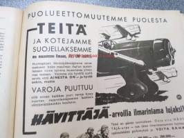Kotiliesi 1941 nr 7 huhtikuu I, sis. mm. seur. artikkelit / kuvat / mainokset; Kansikuvitus Martta Wendelin, Sauma kohtansa koristaa, Riihimäen lasisto 1940 -