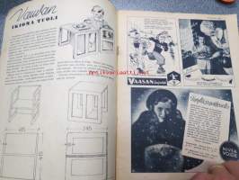 Kotiliesi 1938 nr 1, tammikuu I, sis. mm. seur artikkelit / kuvat / mainokset; Kansikuva Martta Wendelin, Vauvan ikioma tuoli teko-ohje sivulla 2, Nivea Oxgenol,