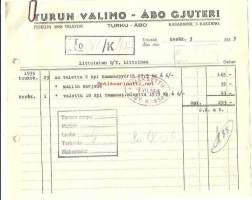 Turun Valimo Oy Turku 1935 - firmalomake
