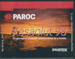 Partek  / Paroc Kesäolut 98 - olutetiketti mainos