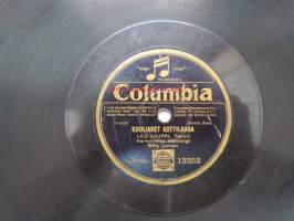 Columbia 13352 Leo Kauppi - Kuuliaiset Kottilassa / Helmi ja Kalle -savikiekkoäänilevy, 78 rpm