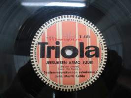 Triola T 4111 Helsingin Saalem-seurakunnan kuoro ja orkesteri - Jeesuksen armo suuri / Laulu taivaasta -savikiekkoäänilevy, 78 rpm