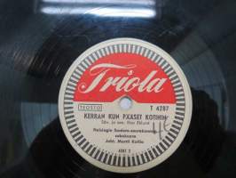 Triola T 4287 Helsingin Saalem-seurakunnan kuoro ja orkesteri - Kerran kun pääset kotihin / Sä murheinen -savikiekkoäänilevy, 78 rpm