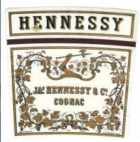 Hennessy  Cognac - konjakki - vanha  viinaetiketti