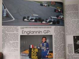 Vauhdin maailma 1993 nr 8 -mm. Formula 1 Ranska, Saksa ja Englannin GP:t, Rallicross EM, Rata-SM Veteli jokkisluokan SM-taistelut Drag SM Alastaro, Enduro MM Ruotsi