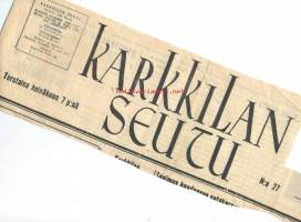 Karkkilan Seutu 1949 , sanomalehden nimiotsikko leike / sanomalehtien ilmoituskeskus