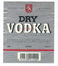 Dry Vodka nro 0152  /   viinaetiketti  / 1990- luku koska lisätty viivakoodi