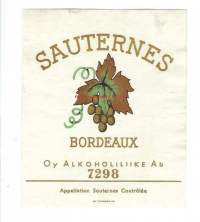 Sauternes Bordeaux  nro 7298 - viinaetiketti  viinietiketti