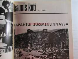 Kaunis Koti 1968 nr 5, Kansikuva Mika Gnüpfer, Vuoteet,  Konferenssi Suomenlinna, Kesäillat, Tapetit palaavat, Pop-huone, Talo Kohonen, ym.