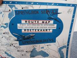 Springbok Service  Route Map between South Africa and The United Kingdom / tussen  Suid-Afrika en die Verenigde Koninkryk -lentoreittikartta