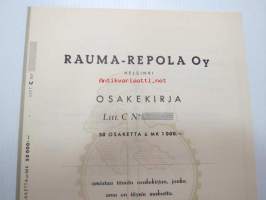 Rauma-Repola Oy, Helsinki 1956, Litt. C, 50 osaketta á 1 000 mk = 50 000 mk -osakekirja, blanco
