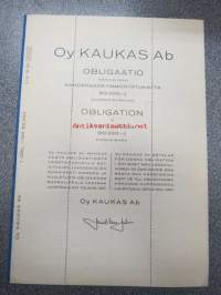 Oy Kaukas Ab, Lauritsala 1957, 80 000 mk -obligaatio, käyttämätön