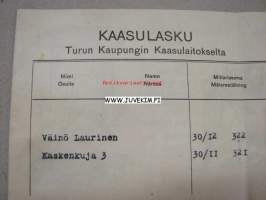 Kaasulasku Turun Kaupungin Kaasulaitos 1922