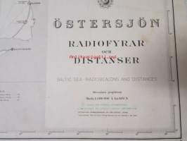 Merikartta Östersjön Radiofyrar och Distanser, Baltic Sea Radiobacons and Distances