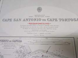 Mediterranean Spain South East Coast Cape San Antonio to Cape Tortosa, from Spanish Government to Charts to 1970 - Merikartta