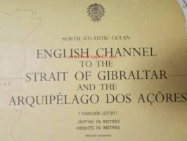 English Channel to the Strait of Gibraltar and the Arquipélago Dos Acores, from British and French Government to Charts to 1956 - Merikartta