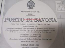 Meriterranean Italy Porto Di Savona, fon the Italian Government Chart of 1960 - Merikartta