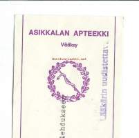 Asikkalan Apteekki, Vääksy -  resepti signatuuri  1969