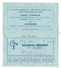 Tanssiopiston Jäsenkortti 1941