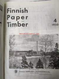 Finnish Paper and Timber 1950 -sidottu vuosikerta &quot;Lentoposti versio&quot; painettu ohuelle paperille