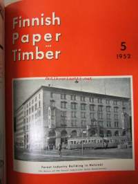 Finnish Paper and Timber 1952 -sidottu vuosikerta - sis. &quot;Lentoposti versio&quot; painettu ohuelle paperille