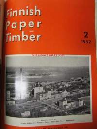 Finnish Paper and Timber 1952 -sidottu vuosikerta - sis. &quot;Lentoposti versio&quot; painettu ohuelle paperille