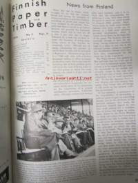 Finnish Paper and Timber 1956 -sidottu vuosikerta - sis. &quot;Lentoposti versio&quot; painettu ohuelle paperille