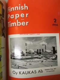 Finnish Paper and Timber 1956 -sidottu vuosikerta - sis. &quot;Lentoposti versio&quot; painettu ohuelle paperille