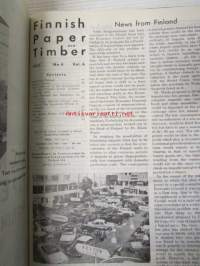 Finnish Paper and Timber 1955 -sidottu vuosikerta - sis. &quot;Lentoposti versio&quot; painettu ohuelle paperille