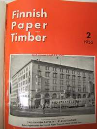 Finnish Paper and Timber 1955 -sidottu vuosikerta - sis. &quot;Lentoposti versio&quot; painettu ohuelle paperille