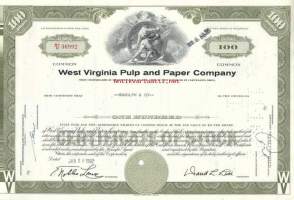 West Virginia Pulp and Paper Co -  osakekirja  USA 1960