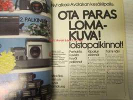 Avotakka 1975 nr 6 sis. mm. Kalle Anttilan kesäkeidas, mökin mallina saaristolaisaitta, 1960-luvun lihavat vuodet, Paljain varpain parvekkeelle,