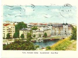 Turku Aurajoen rantaa  - kirjekortti paikkakuntapostikortti kulkenut 1961