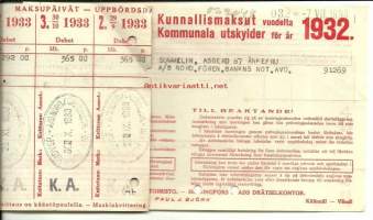 Kunnallismaksut 1933 Helsingin Kaupunki