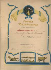 Perttelin Maanmiesseura II palkinto kesannon hoidossa 1921 - kunniakirja 34x25 cm