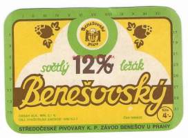Benesovsky , olutetiketti  tsekkiläinen Neuvostovallan aikainen