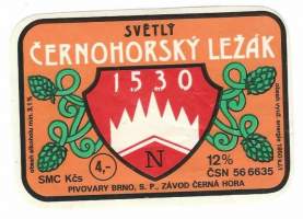 Cernohorsky Lezak , olutetiketti  tsekkiläinen Neuvostovallan aikainen