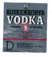 Koskenkorva  Vodka  GL  5 cl - viinaetiketti 5,5x5 cm